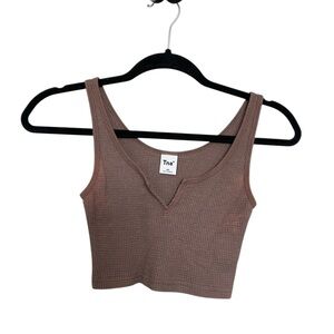 TNA Women's Brown Waffle Knit Tank Top